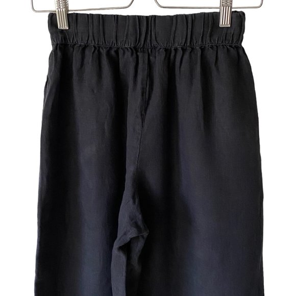 Road To Bohemia Black Linen Pull On Wide Leg High Rise Culottes Cropped Pants - Picture 6 of 14